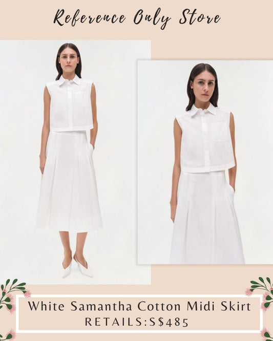 SK White Samantha cotton midi skirt