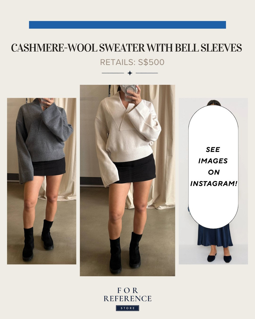 cashmere wool sweater with bell sleeves