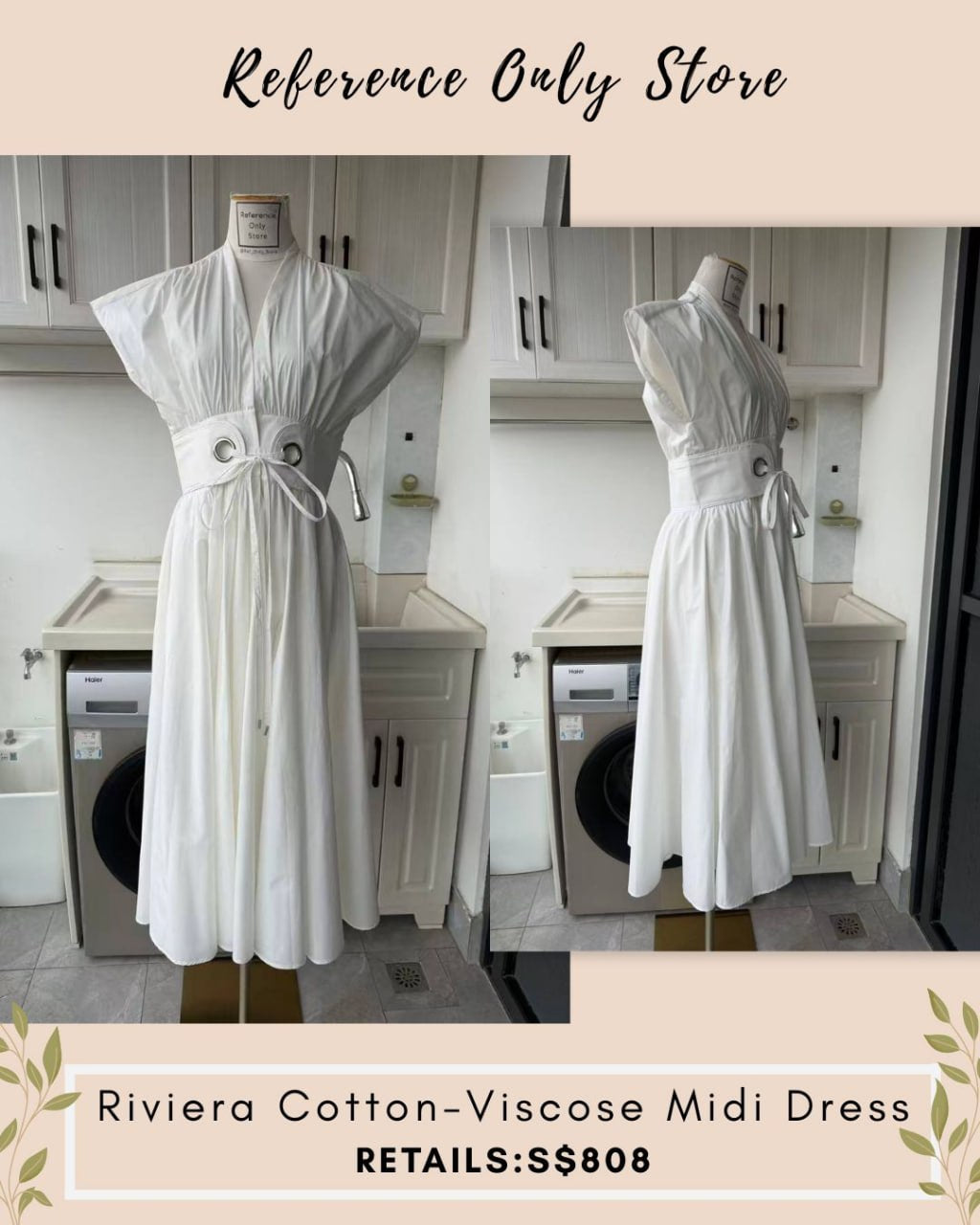 ALX Riviera cotton viscose white midi dress