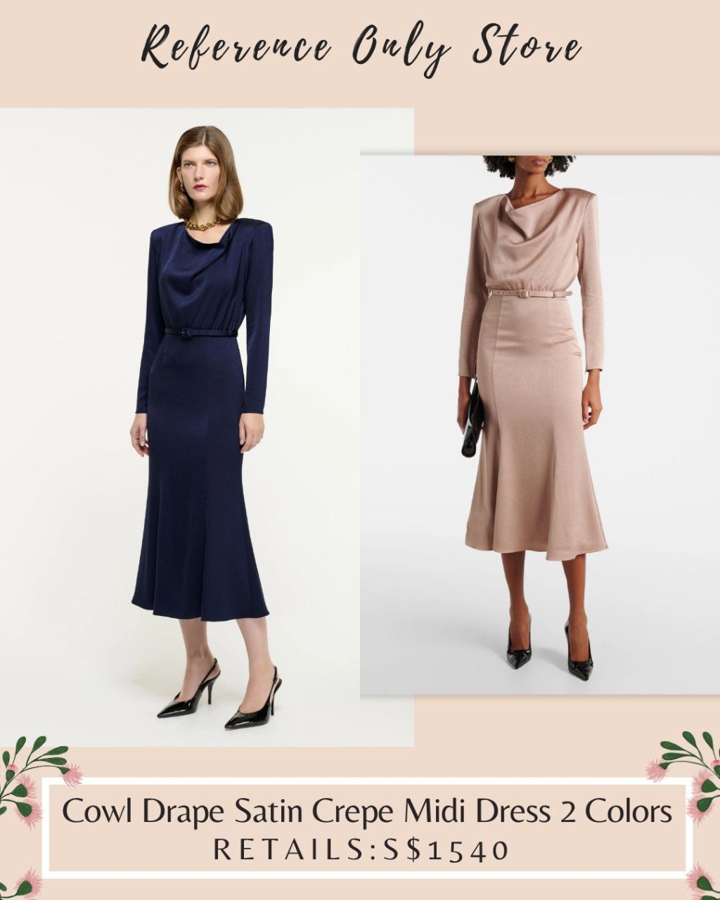 RM Cowl Drape satin midi dress