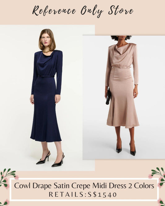 RM Cowl Drape satin midi dress