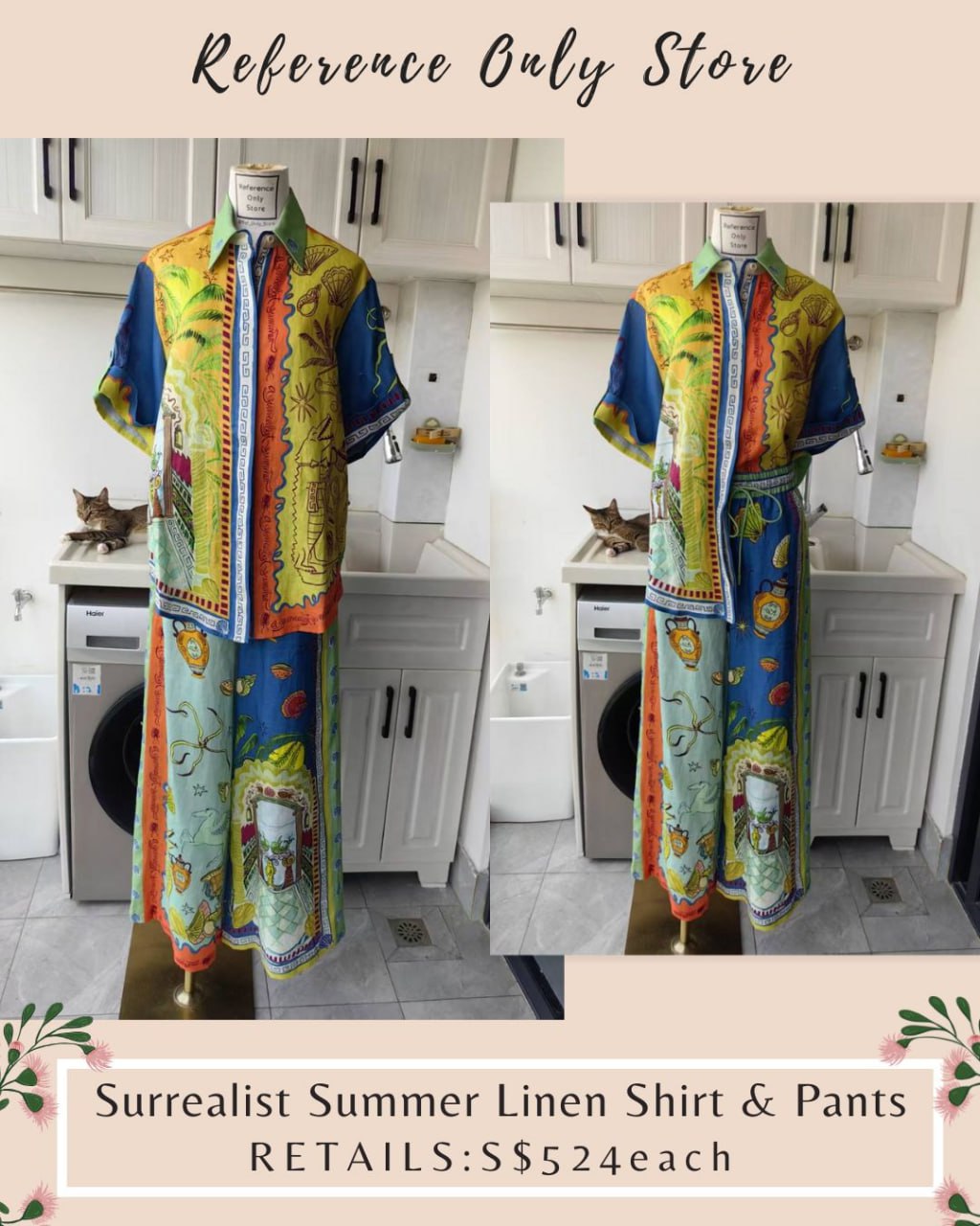 AM Surrealist summer linen shirt & pants