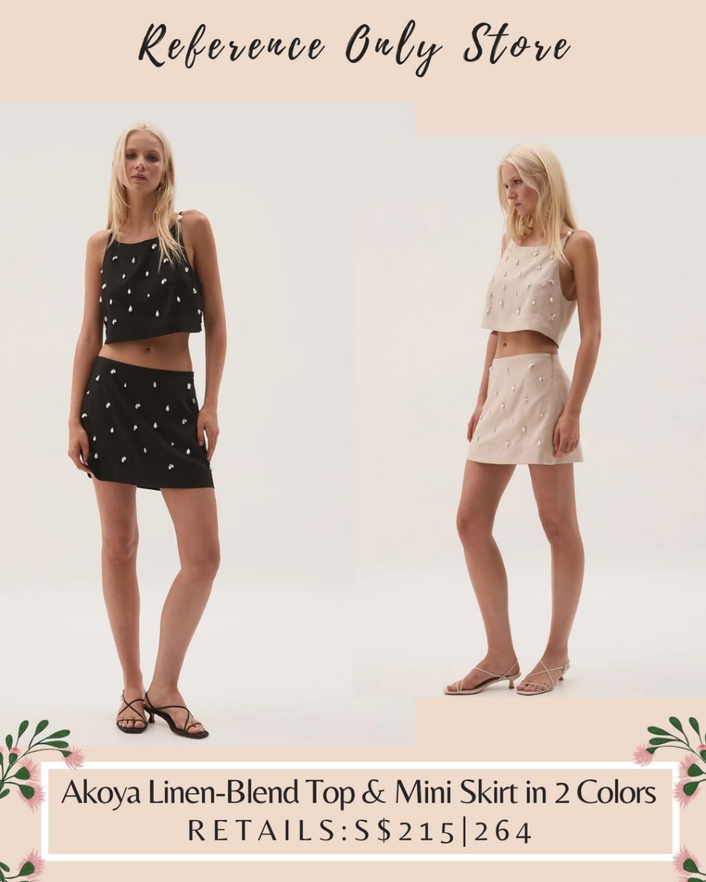 AJ Akoya linen blend top and mini skirt