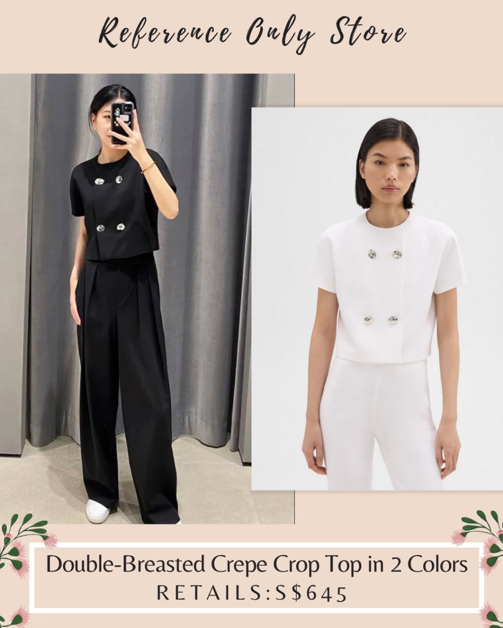 TH double breasted crepe crop top