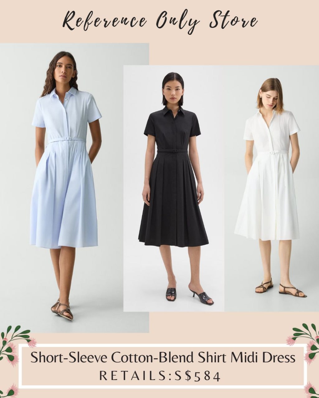 TH short sleeve cotton midi dress