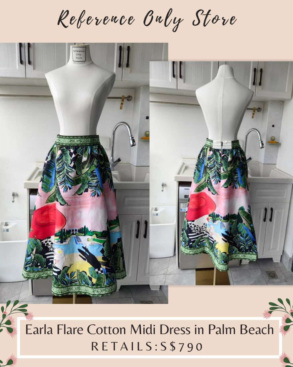 AO Earla flare midi skirt in palm beach