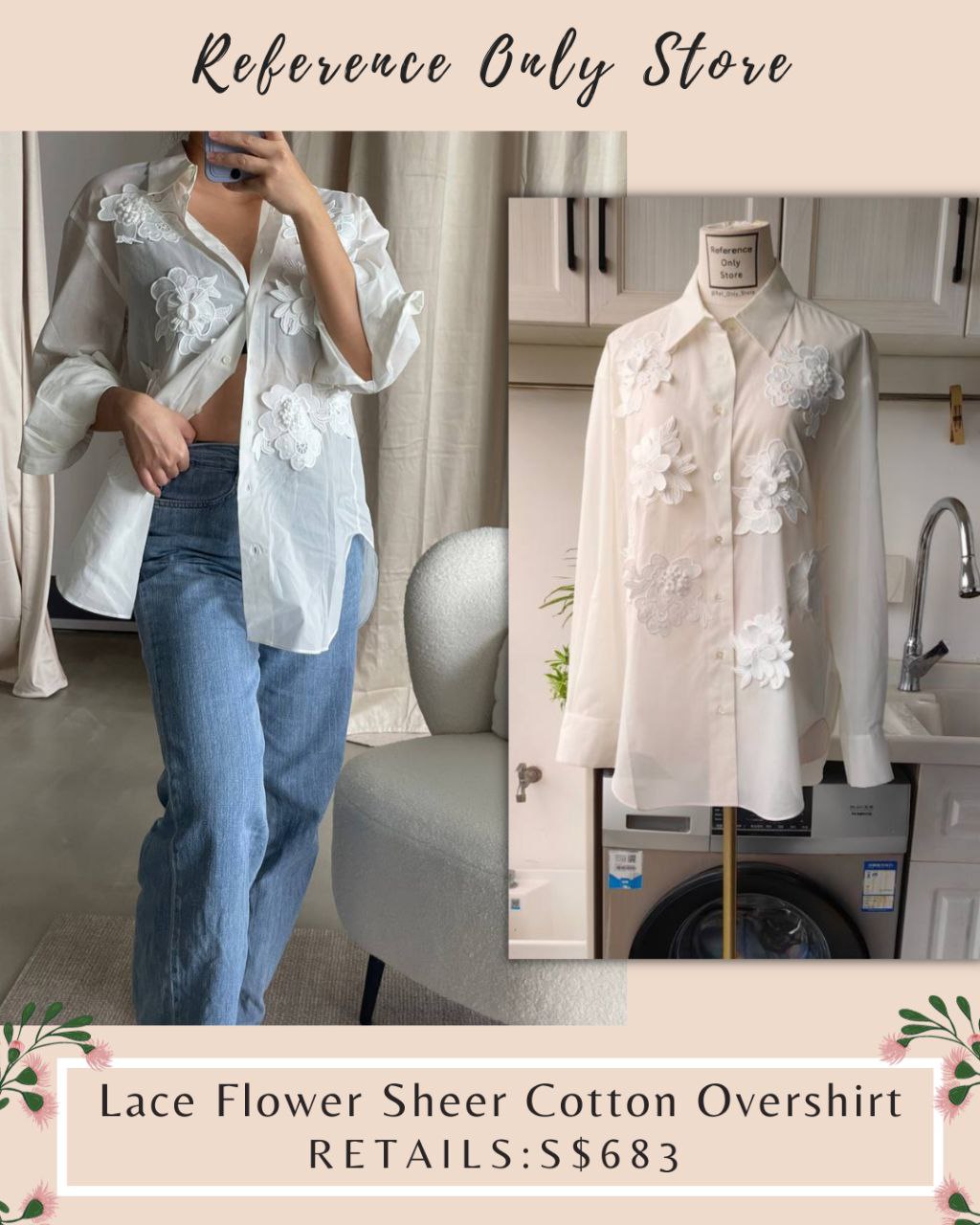 Oro Lace Flower Sheer Cotton Overshirt