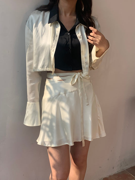 Brooklyn Layered Silk Shirt in Champagne