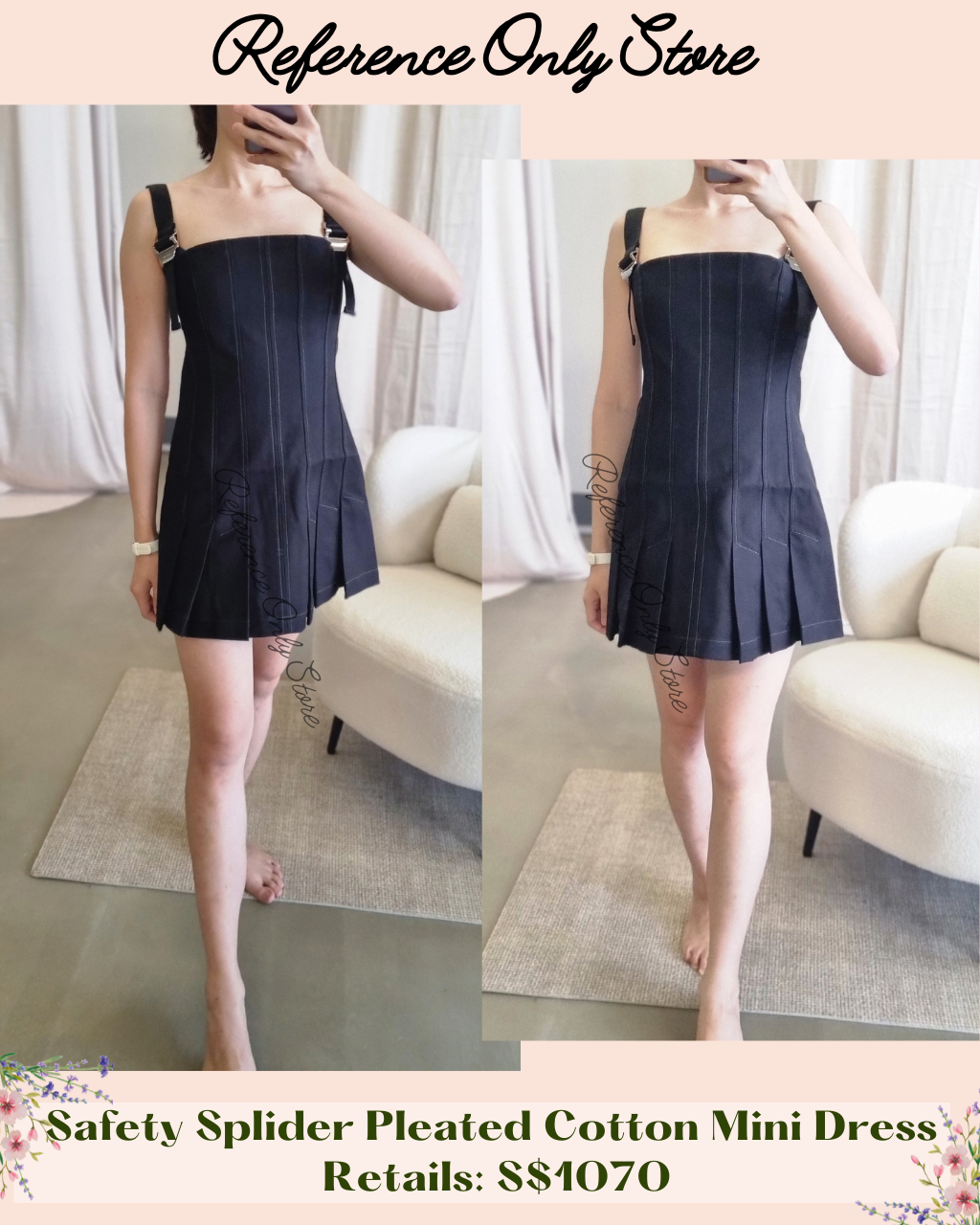 DL Safety Splider Pleated Cotton Mini Dress
