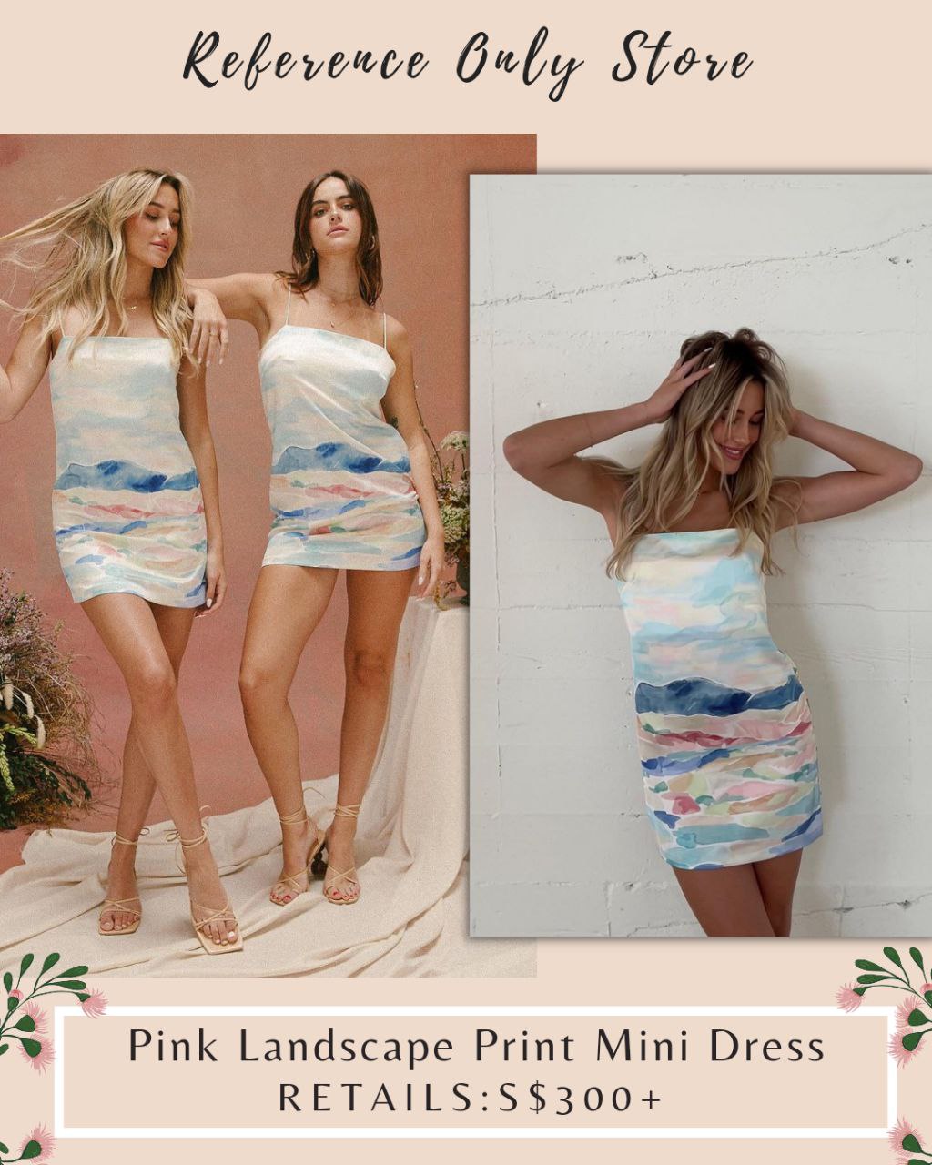 SOS pink landscape print mini dress