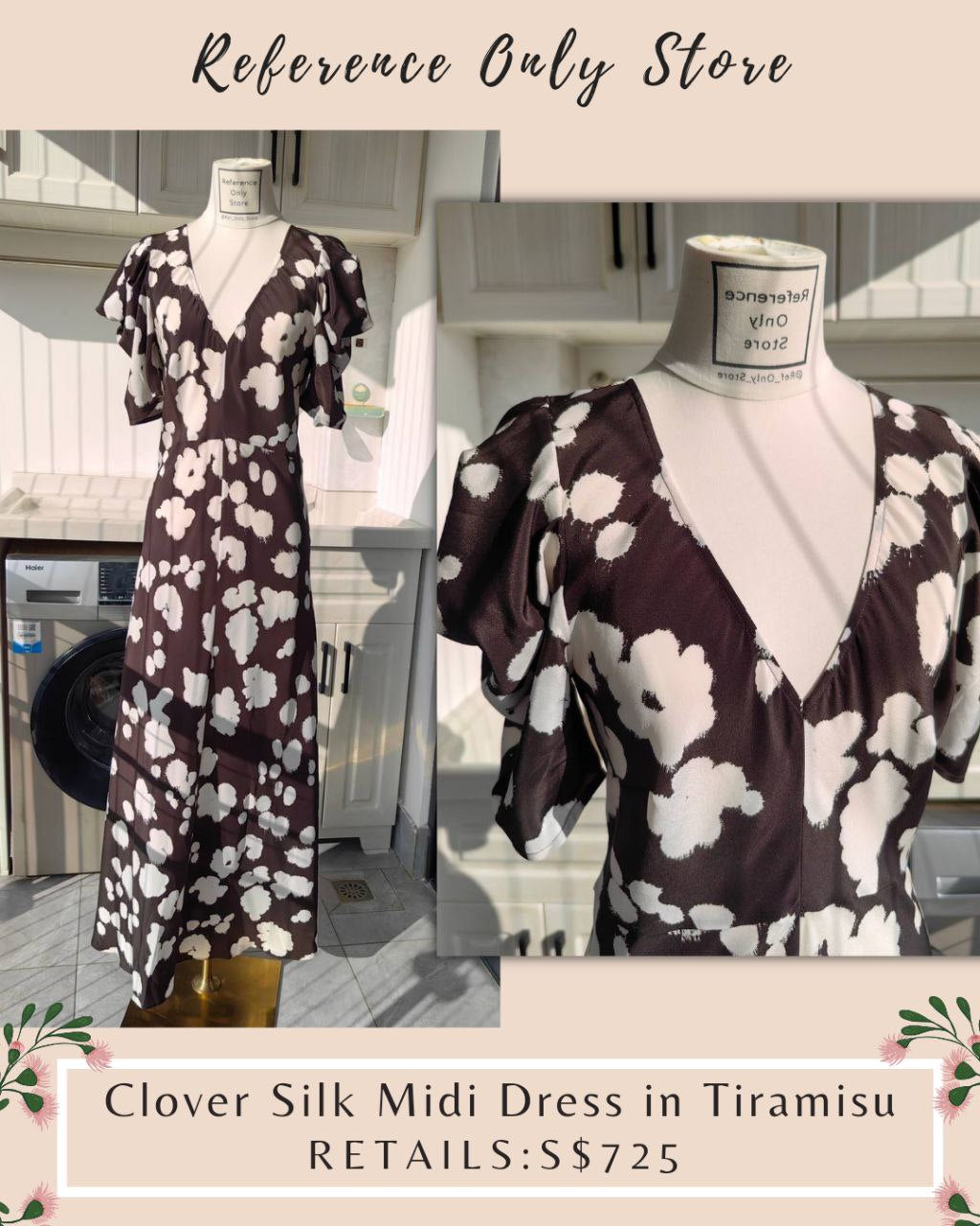 LM Clover Silk Midi Dress in Tiramisu