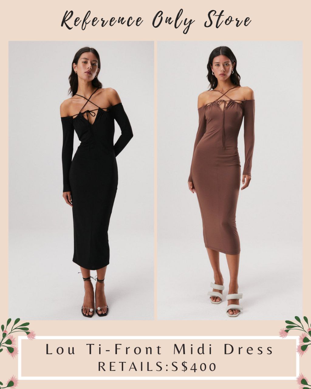 Readystock! Ms Lou Tie front midi dress