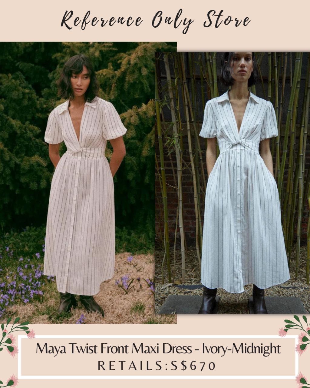 DL Maya Twist front maxi dress in ivory midnight