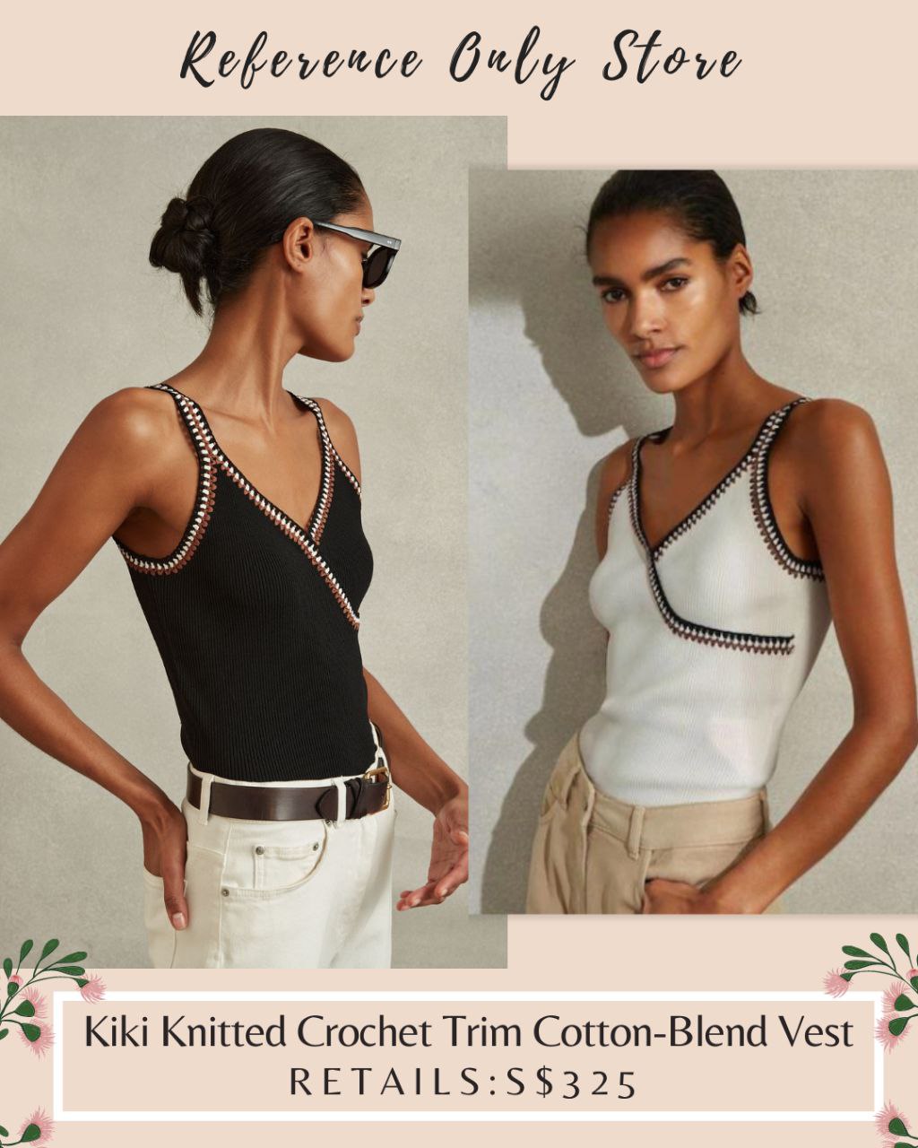 RS Kiki knitted crochet trim cotton blend vest