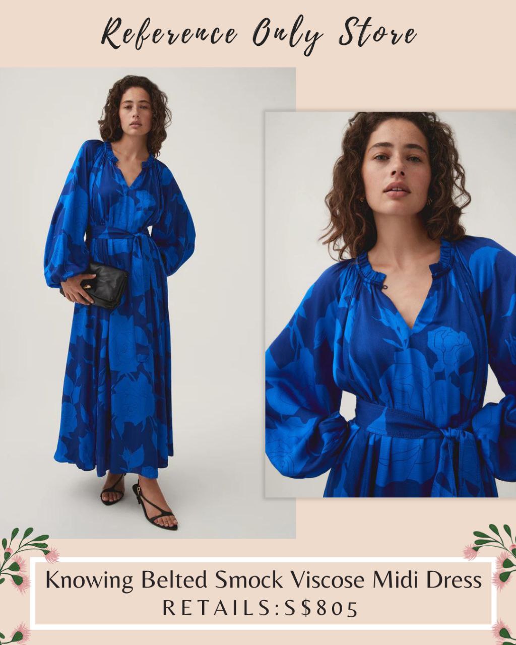 AJ Knowing belted smock viscose midi dress