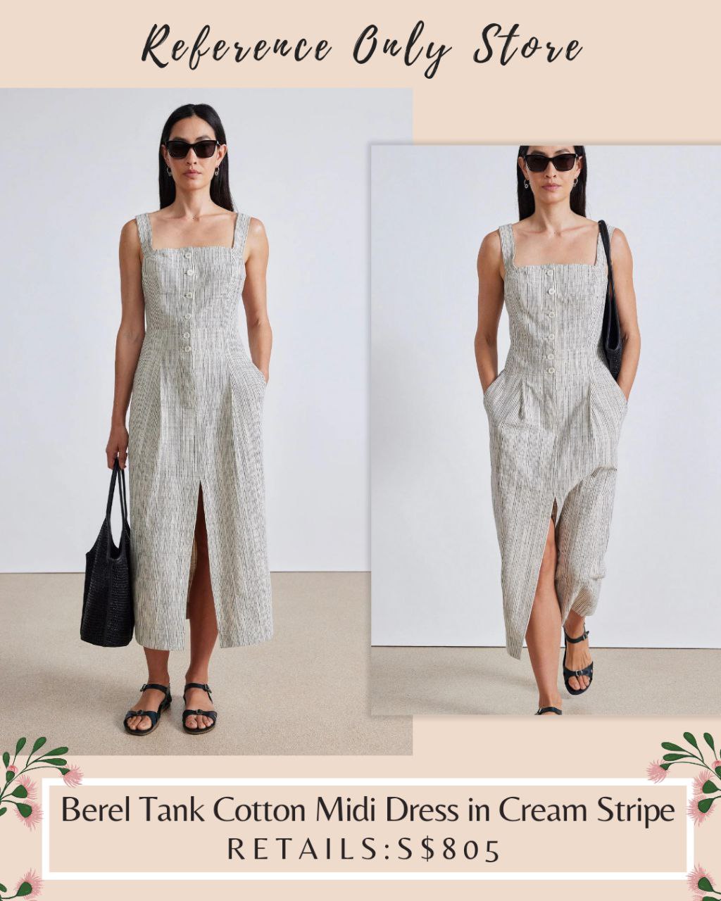 AA Berel Tank Cotton Midi Dress in Cream Stripe