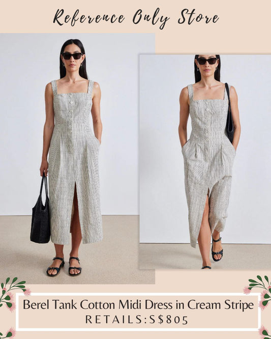 AA Berel Tank Cotton Midi Dress in Cream Stripe