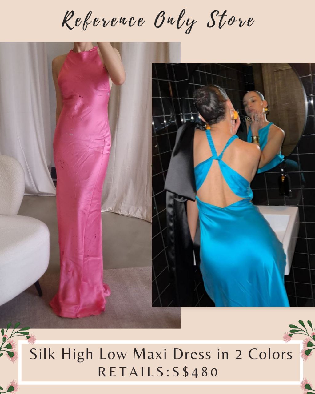 Readystock! SL High low maxi dress in pink