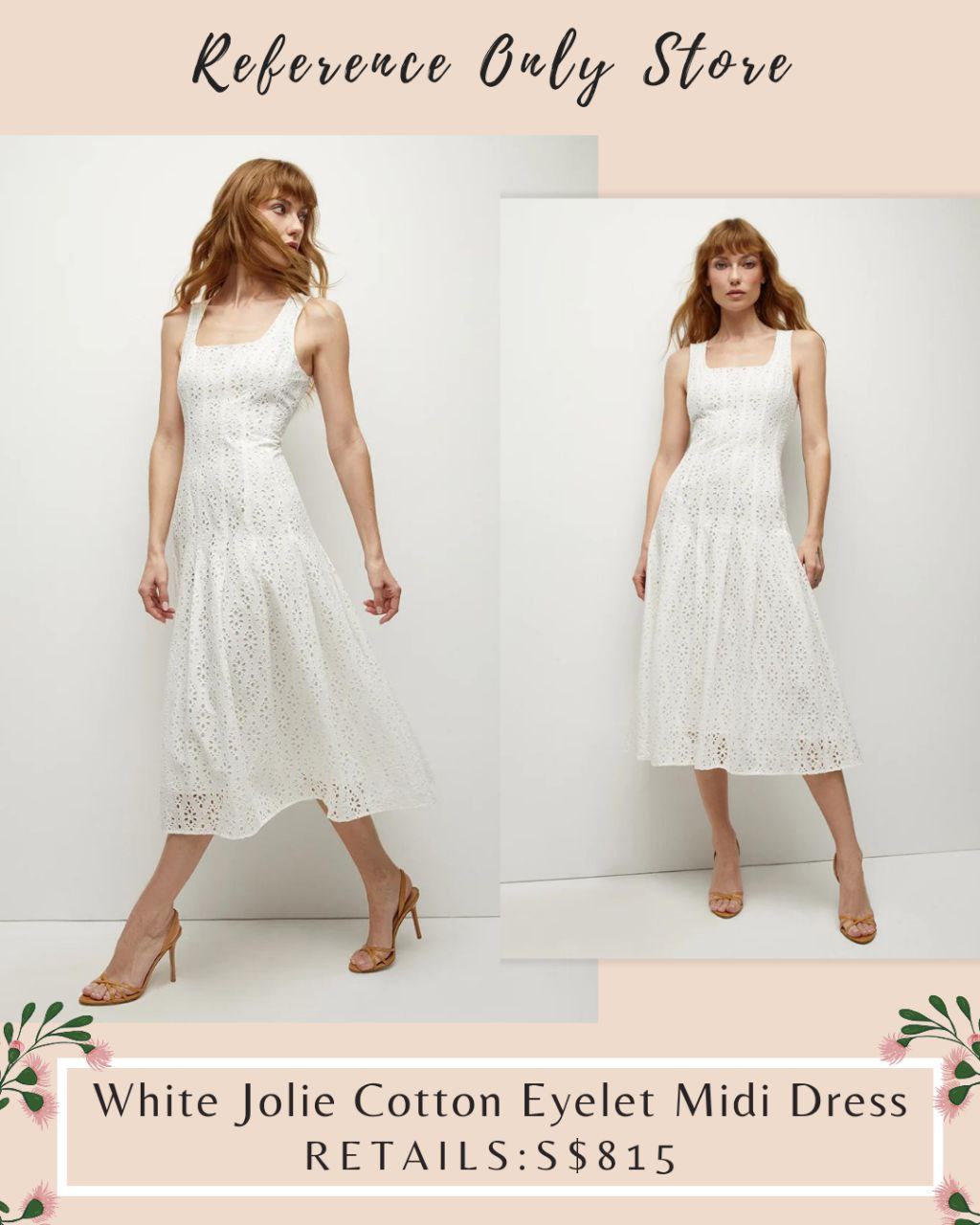 VB White Jolie cotton eyelet midi dress