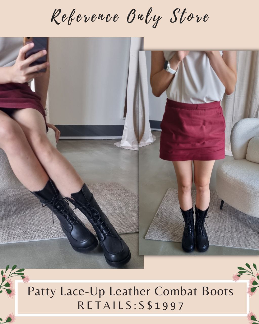 TR Patty Lace Up Leather Combat Boots