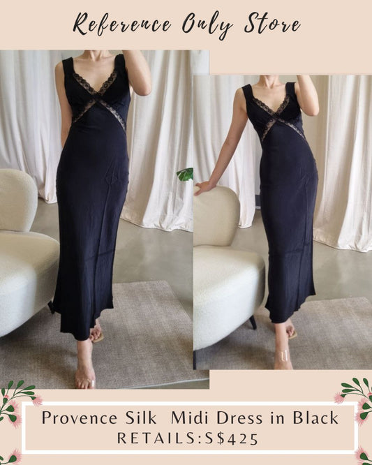 Ref Provence Silk Black Midi dress