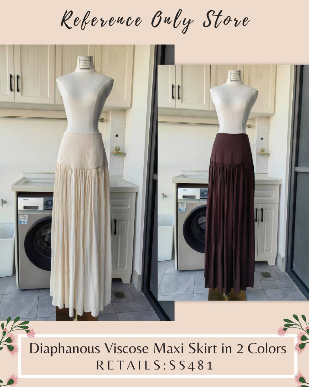 HS Diaphanous viscose maxi skirt