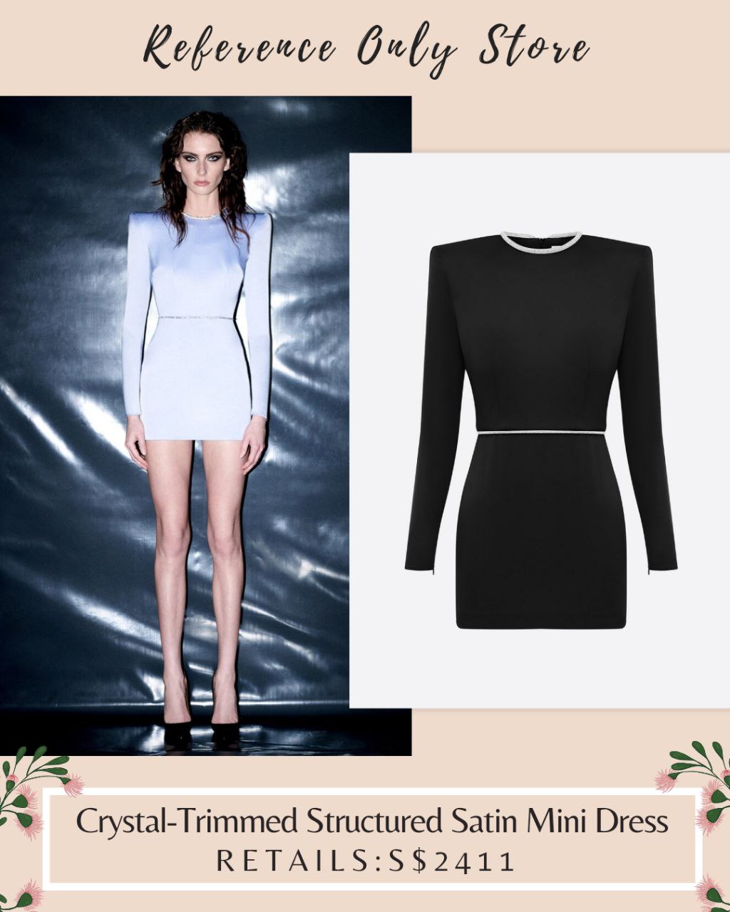 AP Crystal trimmed structured satin mini dress