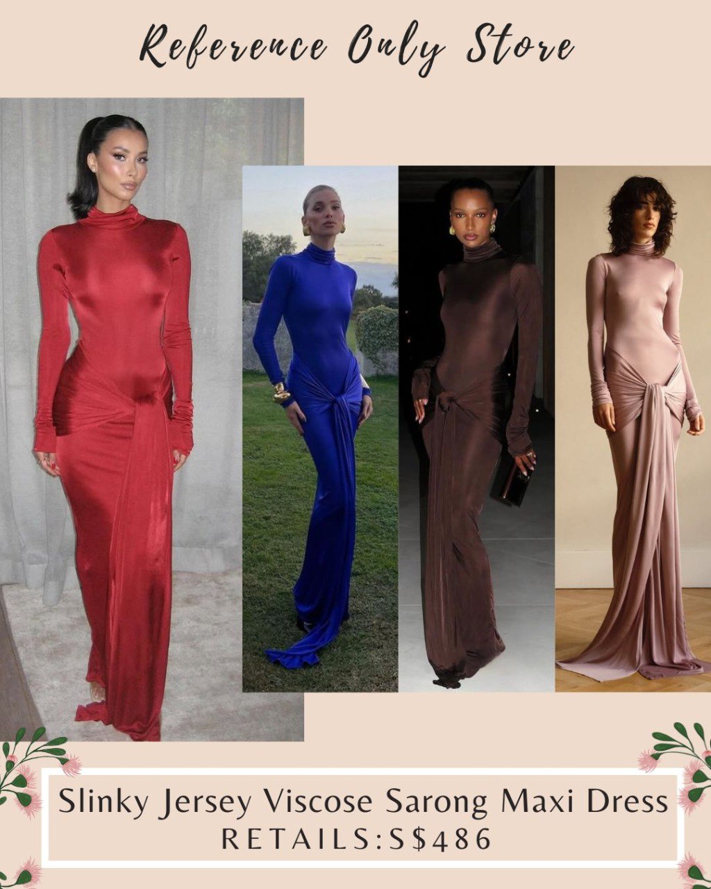 Readystock! HS Slinky jersey sarong maxi dress