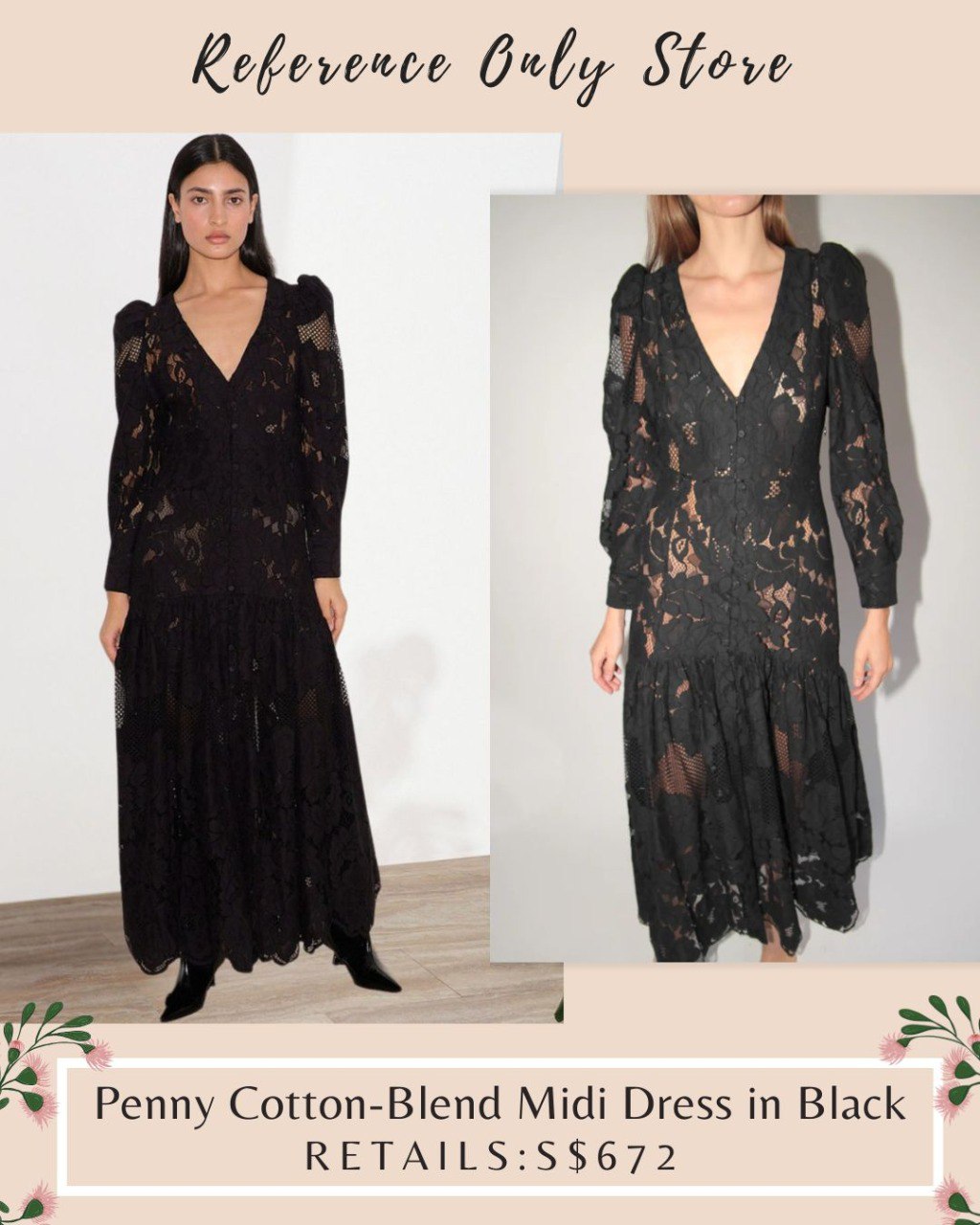 ML Penny cotton blend midi Dress in black