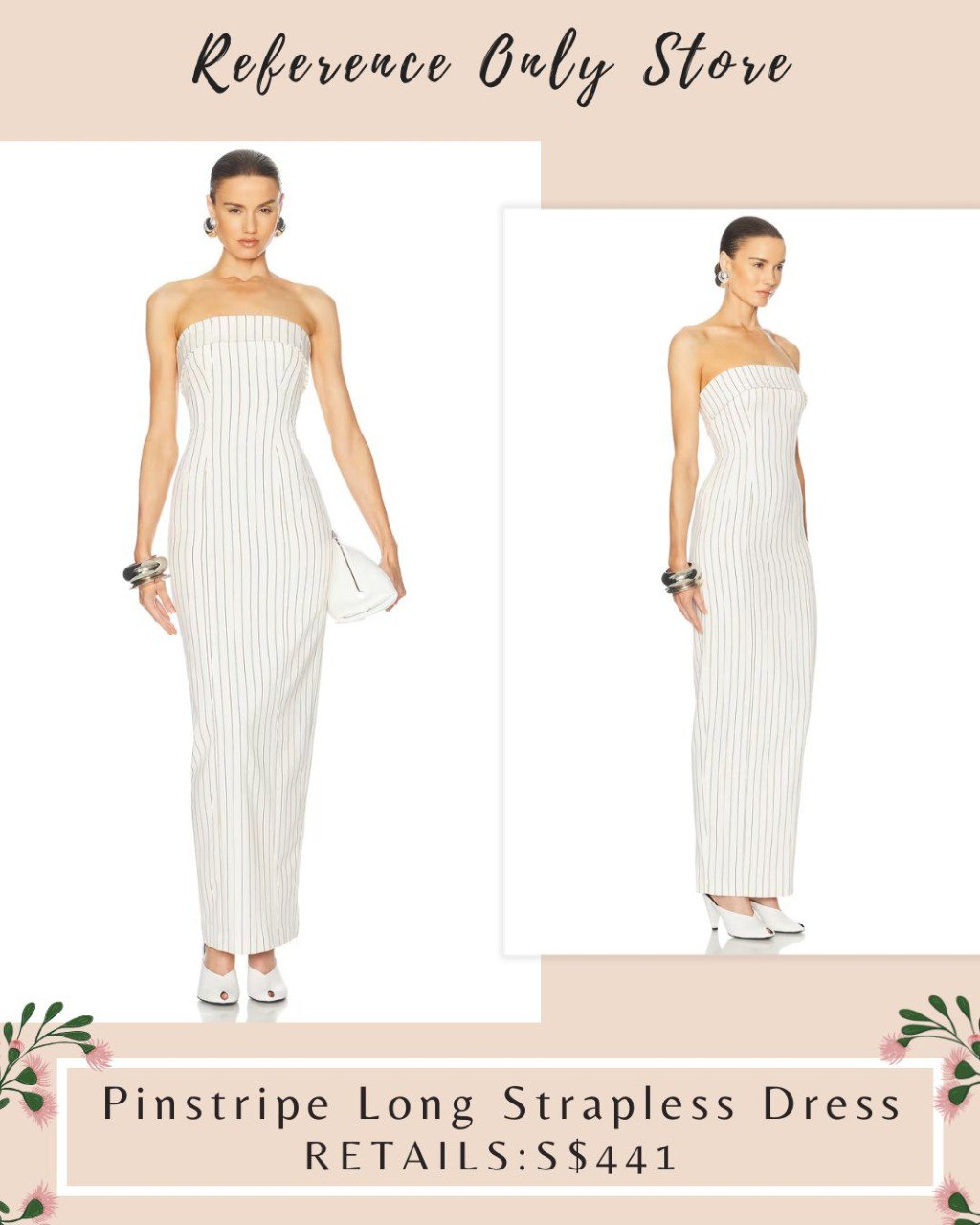 HS Pinstripe long strapless maxi dress