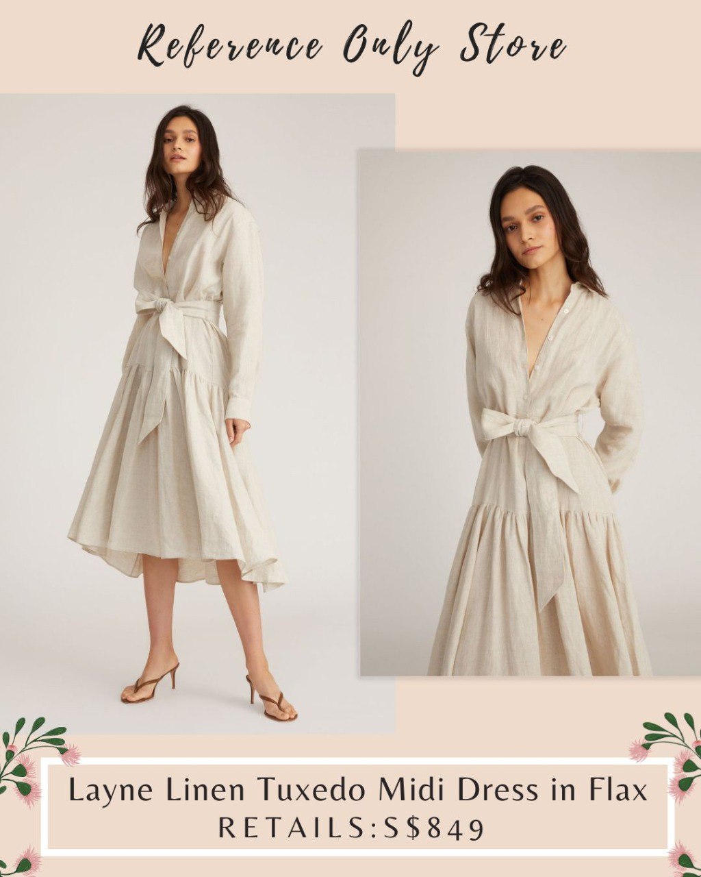 MW Layne Tuxedo Midi Dress in Flax