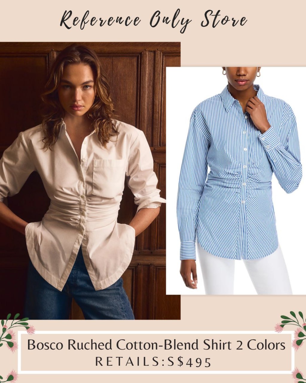 VB Bosco Ruched Cotton Blend Shirt