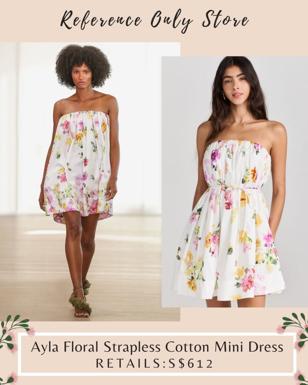 AJ Ayla Floral Strapless cotton mini dress