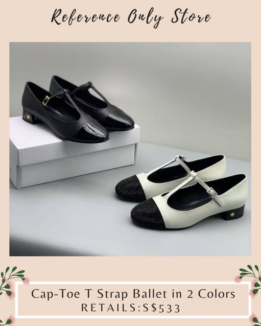 TB Cap toe t strap ballet shoes in 2 colors