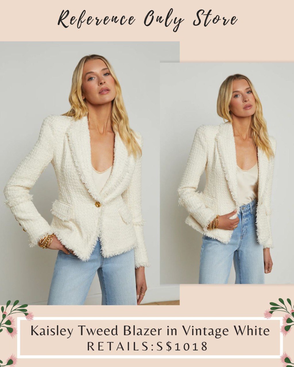 LG Kaisley Tweed Blazer in Vintage White