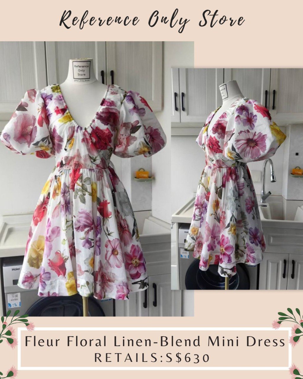 AJ Fleur Floral Linen Blend Mini Dress