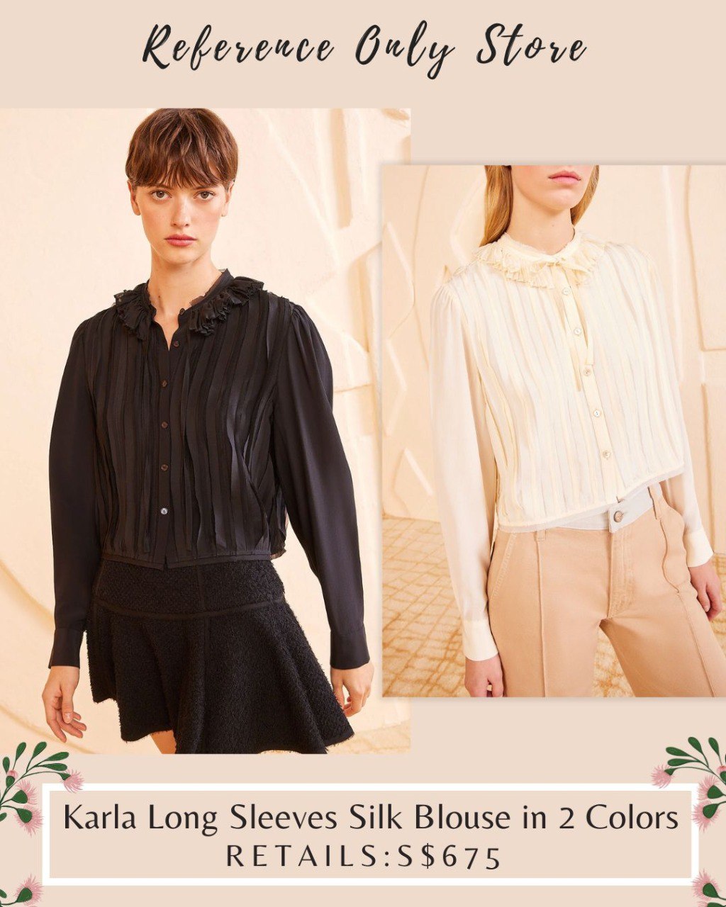 UJ Karla Long Sleeve Silk Blouse in 2 Colors