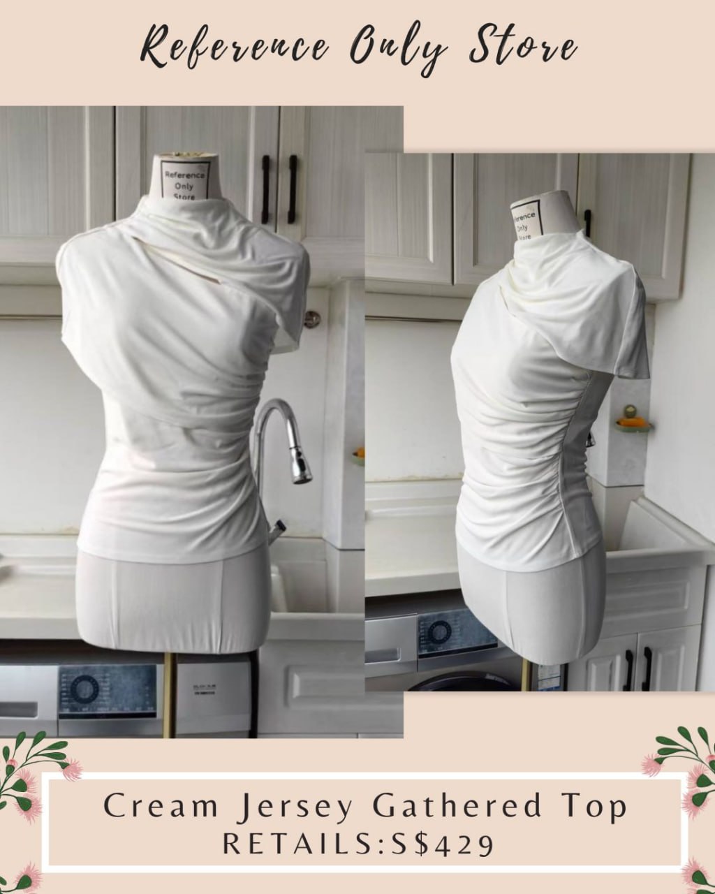 SP Cream Jersey Gathered Top