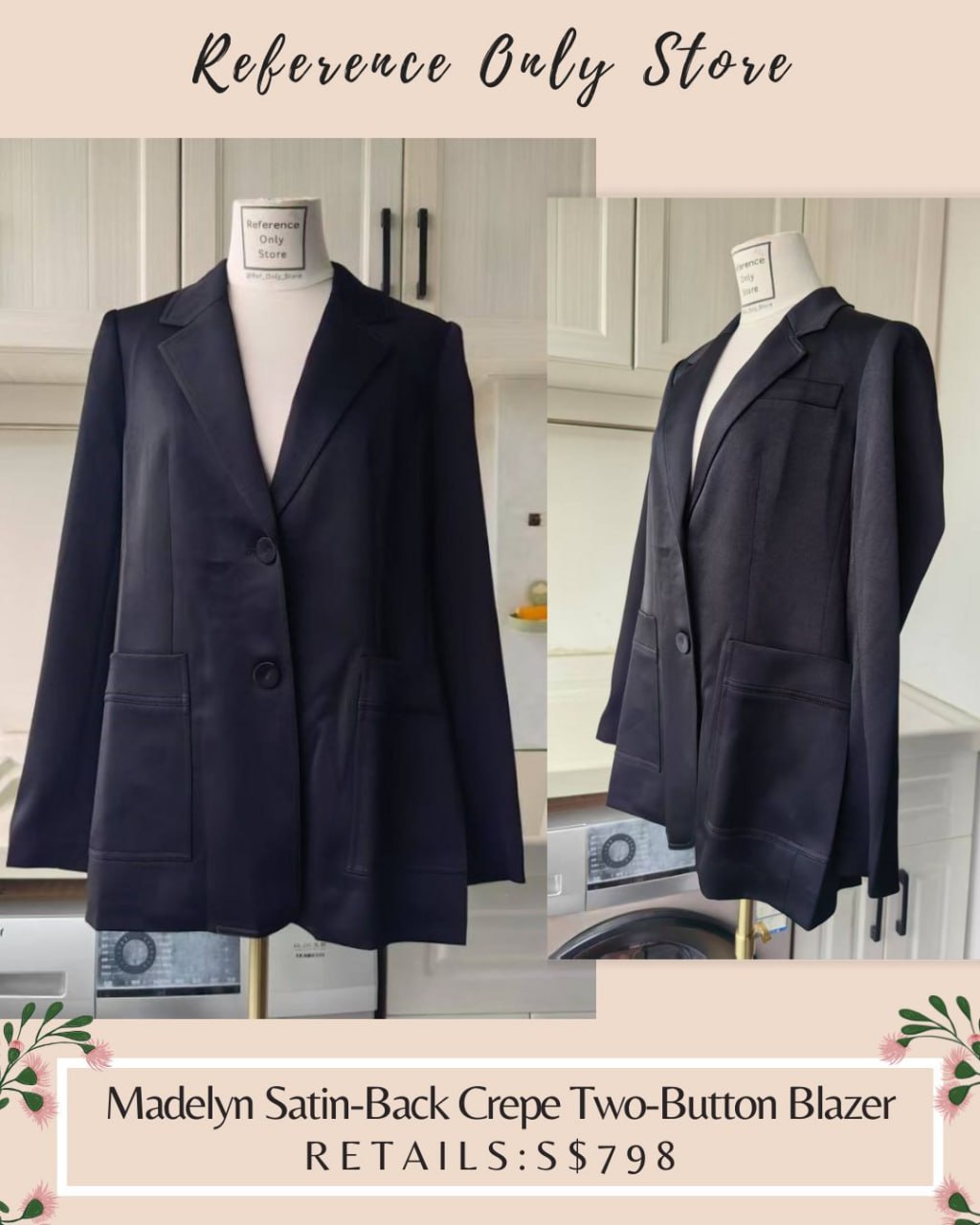 KH Madelyn Satin nack crepe two button blazer jacket
