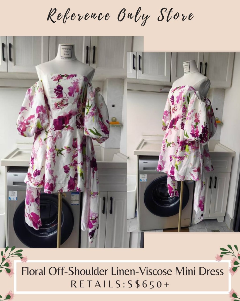 AJ Floral off shoulder viscose mini dress