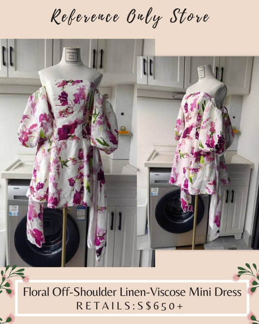 AJ Floral off shoulder viscose mini dress