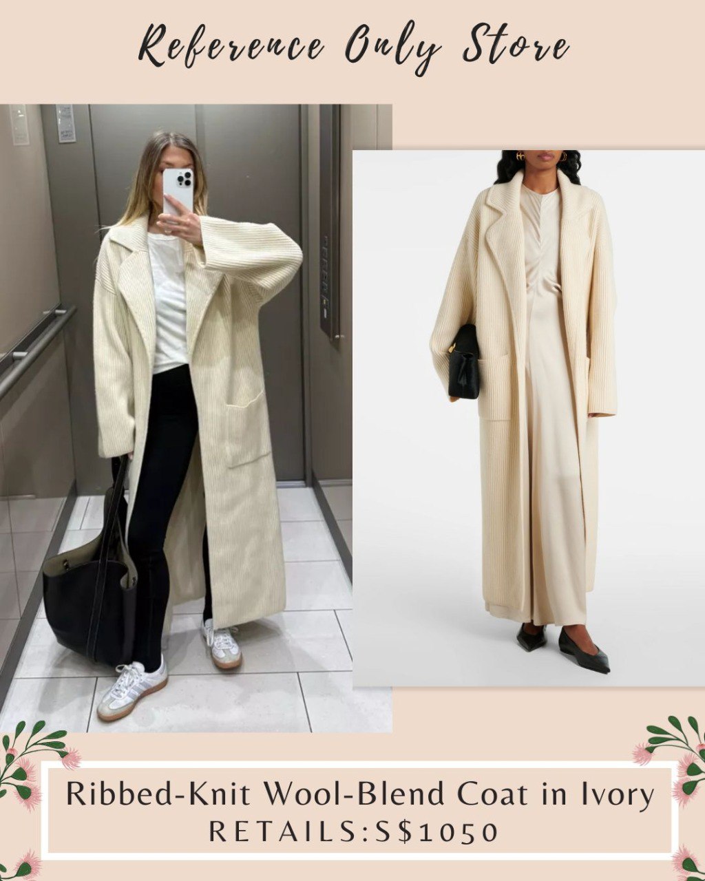 Tot ribbed knit wool blend coat in ivory
