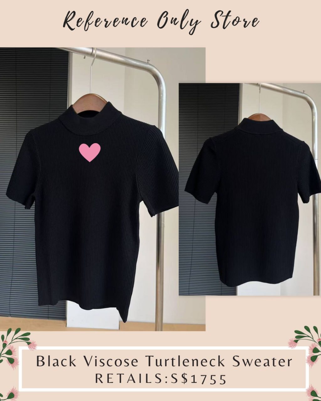 MM Black Viscose turtleneck sweater top