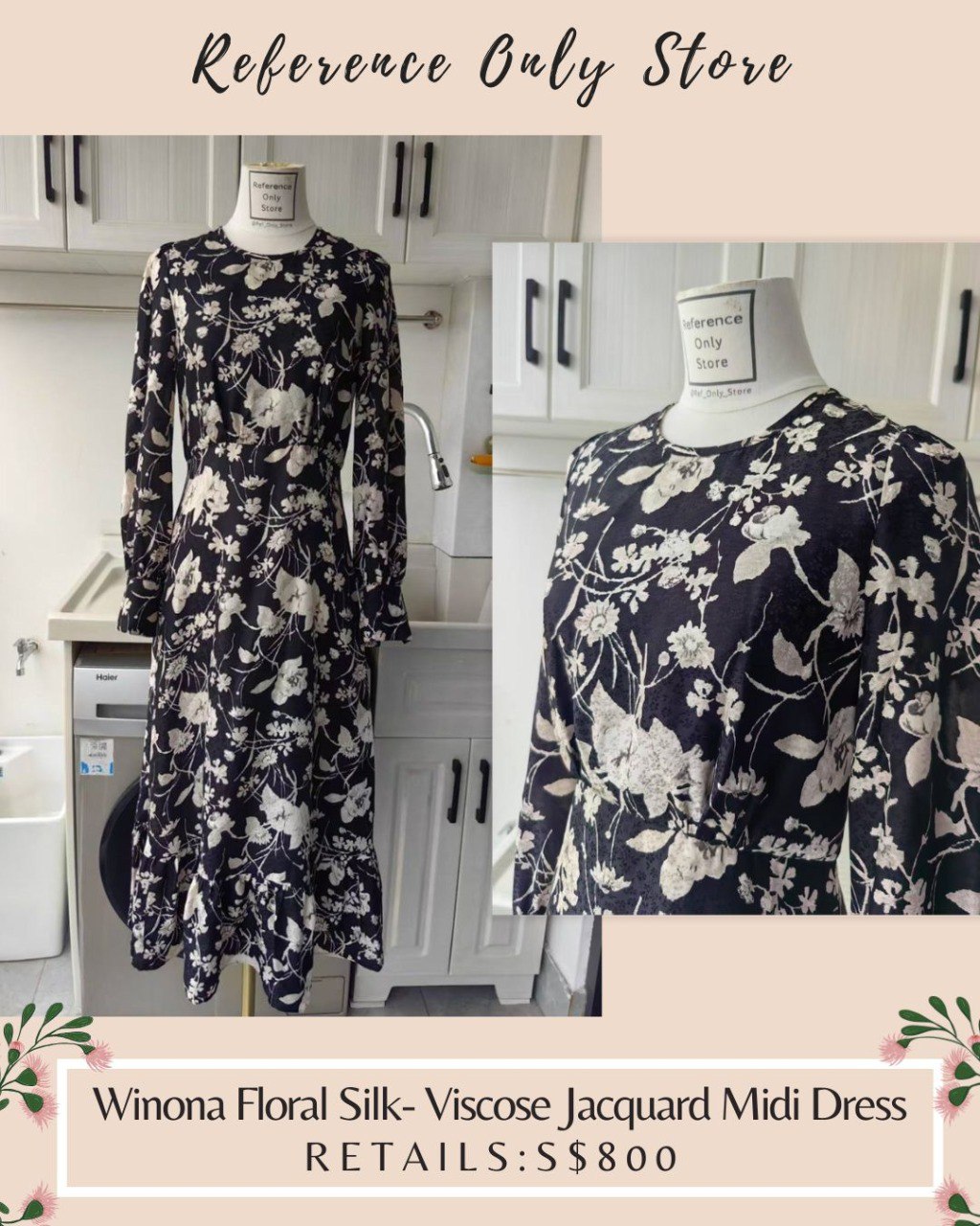 LKB Winona Floral silk Viscose Blend Jacquard Midi Dress