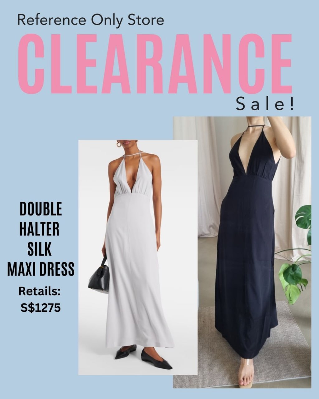 Readystock! Tot Double Halter silk maxi dress