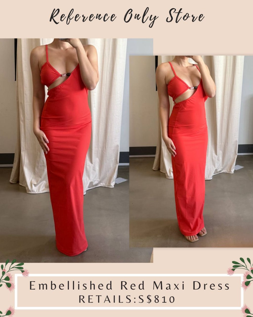 Ce Embellished red maxi dress