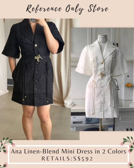 Aj Ivory and black Ana linen blend mini dress