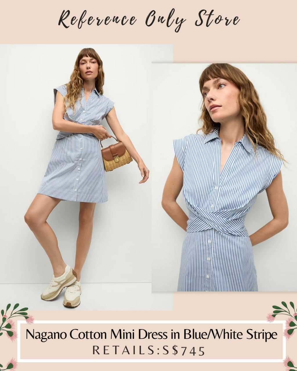 VB Nagano cotton mini dress in blue stripe