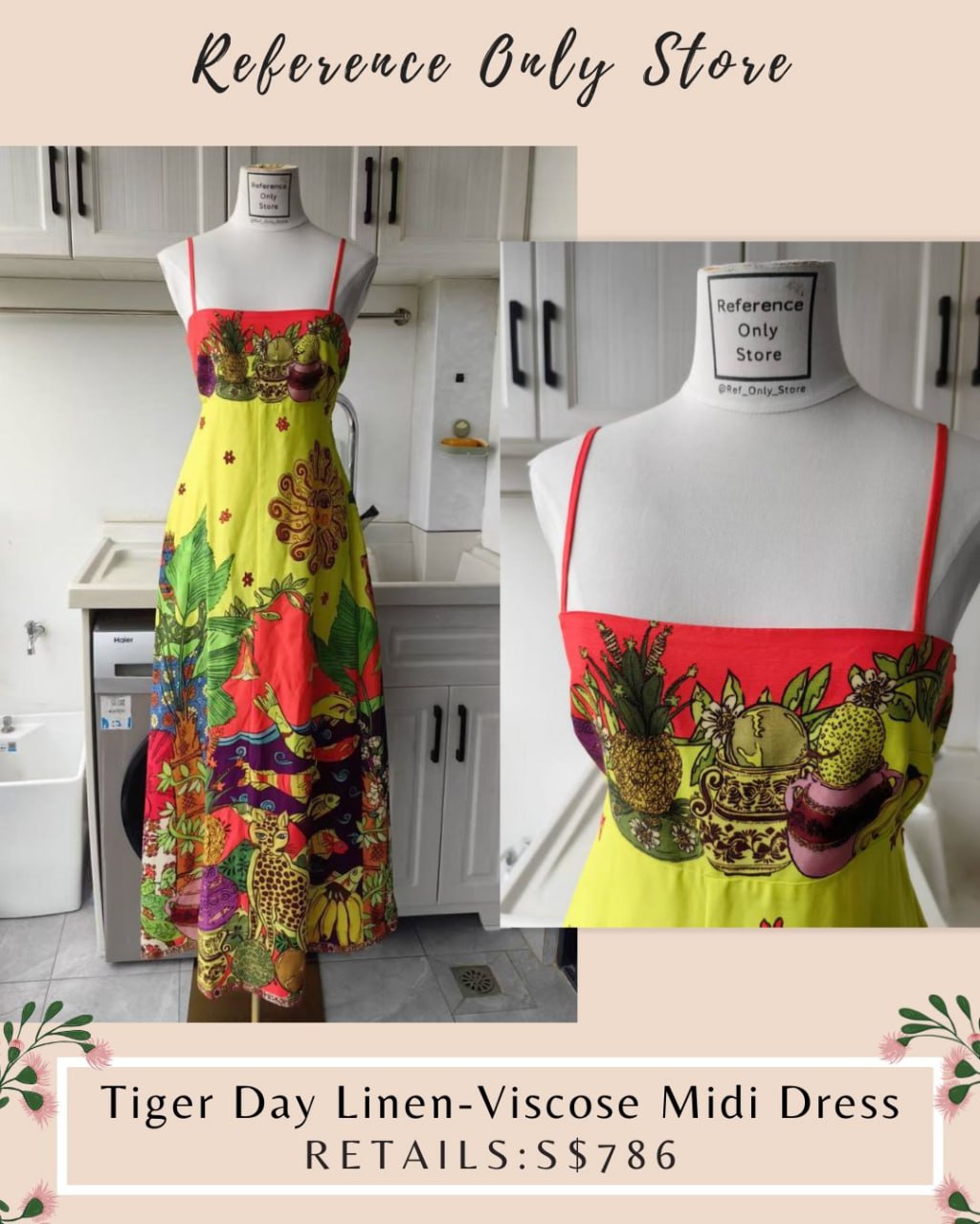 AM Tiger Day Linen Viscose Midi Dress