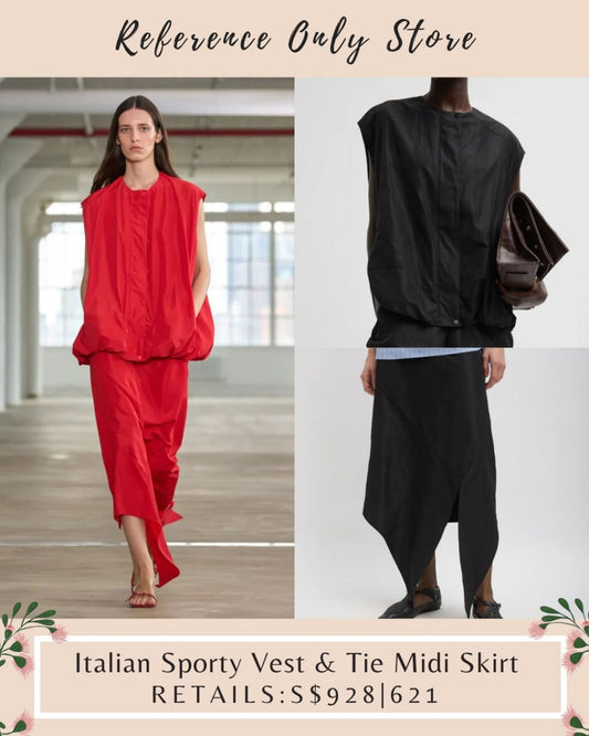 TB Italian sporty vest & tie midi skirt